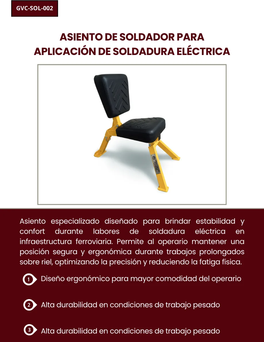 Asiento de Soldador para Aplicación de Soldadura Eléctrica