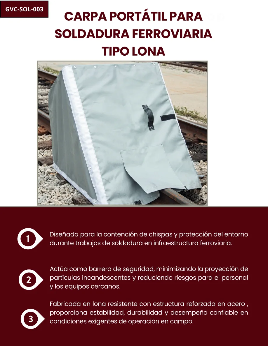 Carpa Portátil para Soldadura Ferroviaria Tipo Lona