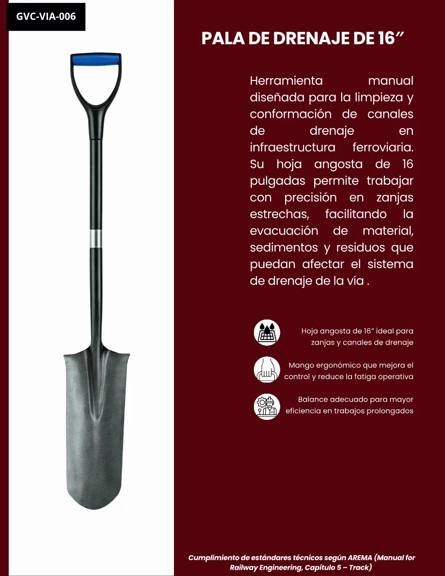 Pala de Drenaje de 16"
